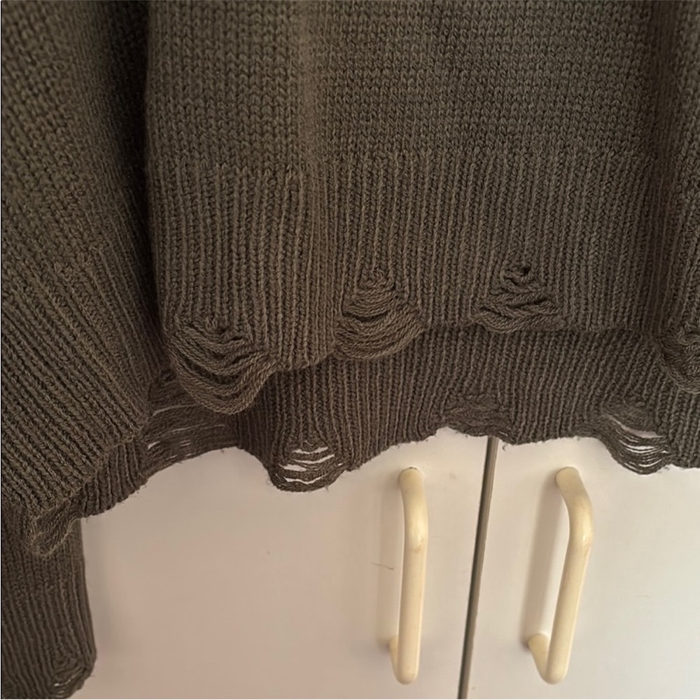 No Boundaries Olive Green Cropped Mushroom Sweater XXL - Picture 2 of 4